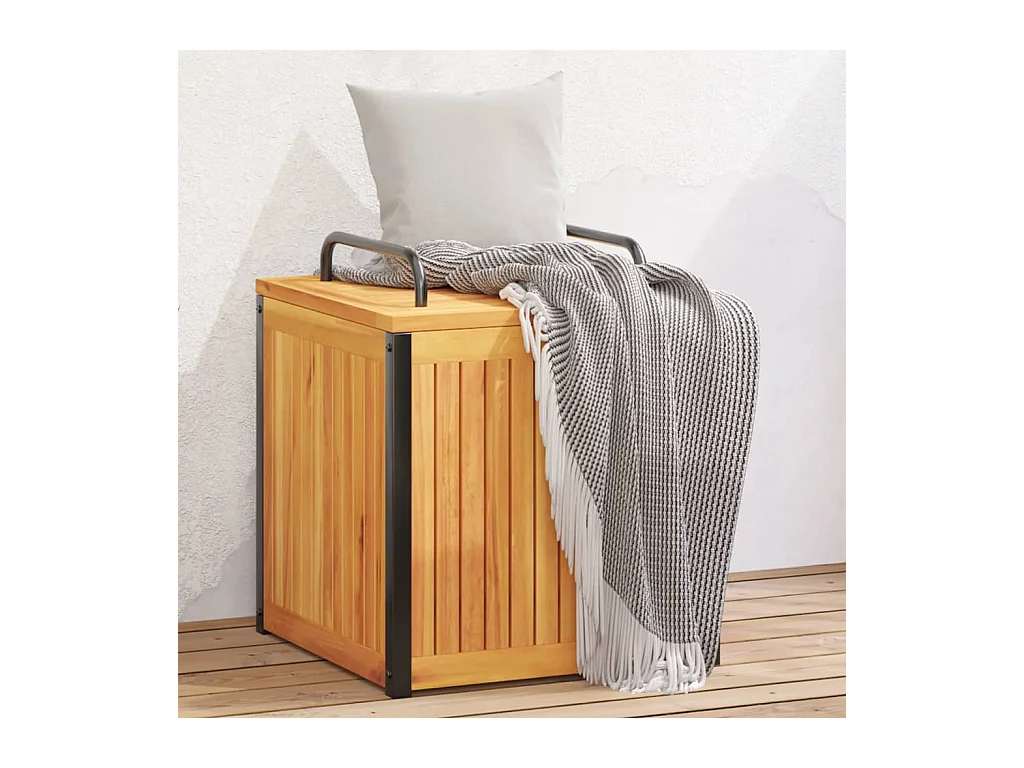 Boîte à coussins d'extérieur bois d'acacia solide et acier