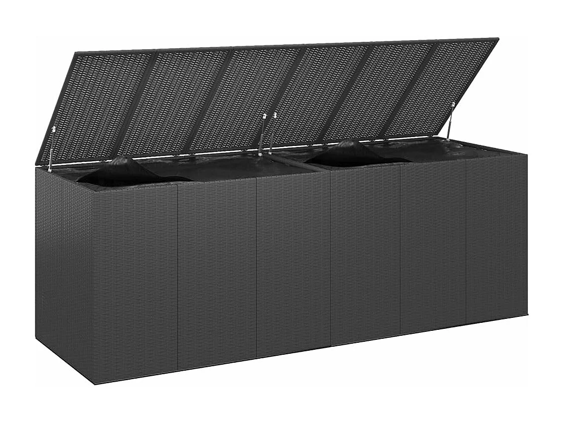 Boîte à coussins de jardin Résine tressée 291x100,5x104 cm Noir