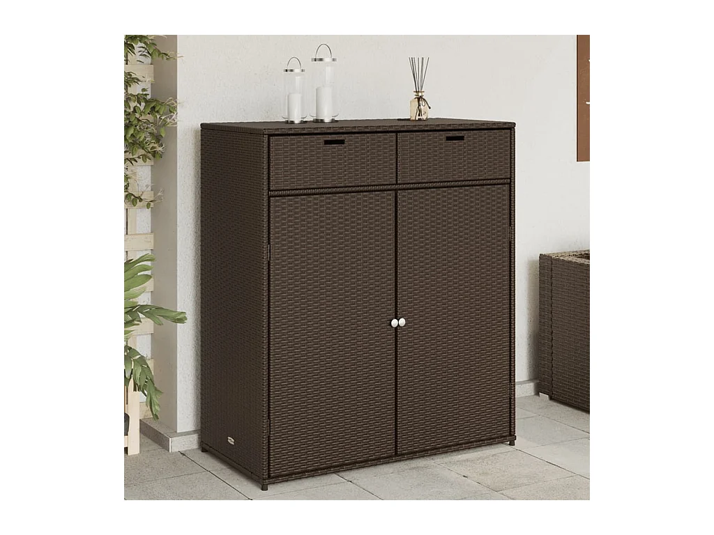 Armoire de rangement jardin marron 105x55x113 cm résine tressée