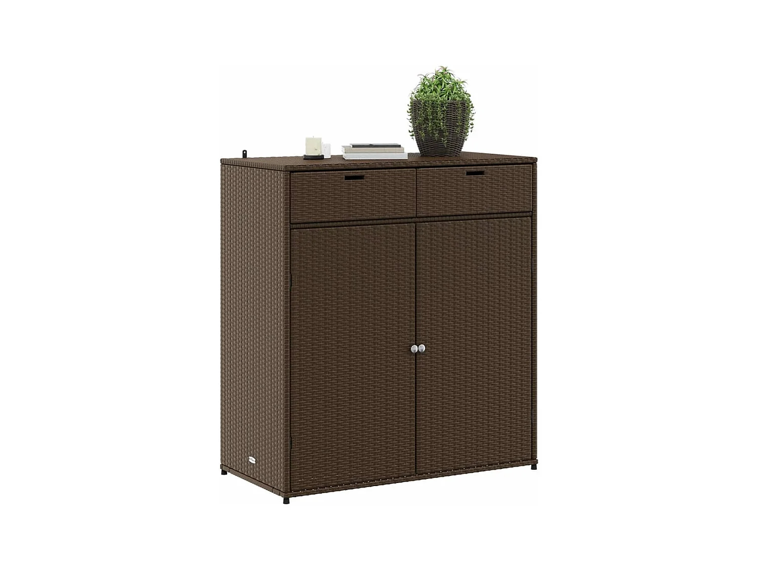 Armoire de rangement jardin marron 105x55x113 cm résine tressée