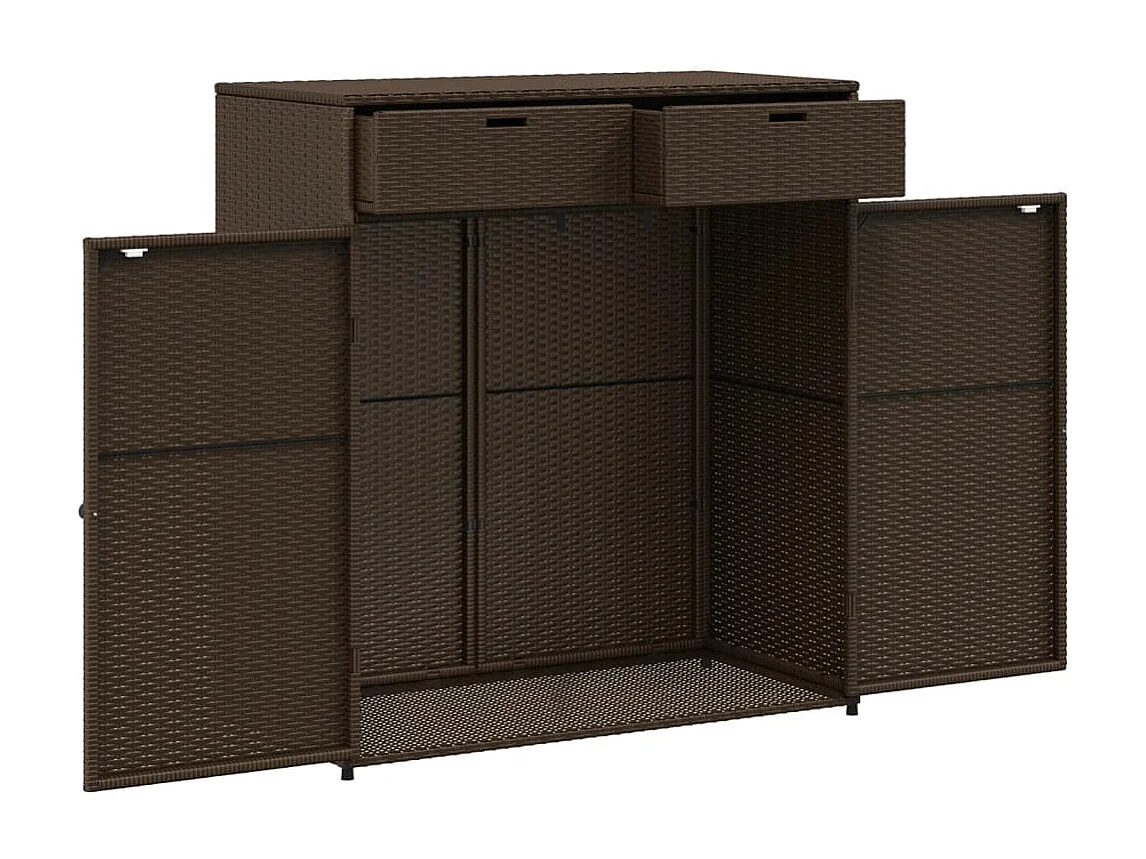 Armoire de rangement jardin marron 105x55x113 cm résine tressée