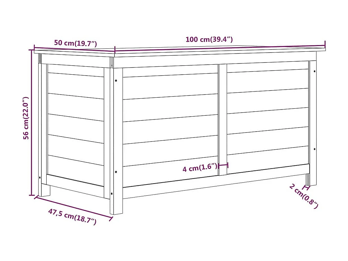 Boîte à coussins d'extérieur 100x50x56 cm Bois de sapin massif