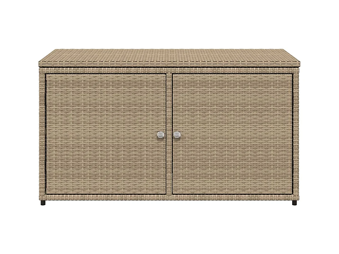 Armário de armazenamento de jardim bege 110x55x60,5 cm resina tecida