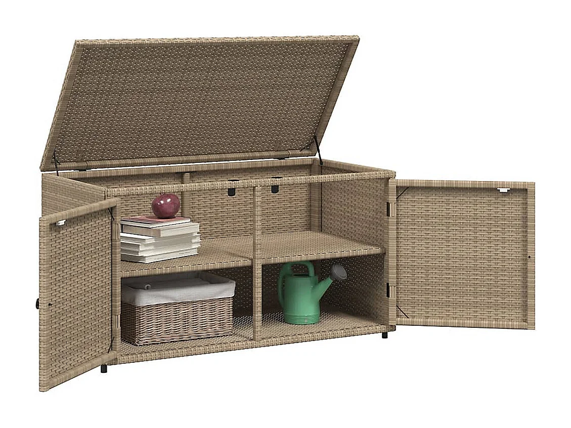 Armoire de rangement jardin beige 110x55x60,5 cm résine tressée