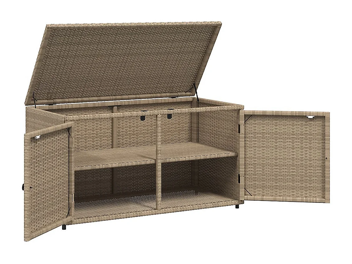 Armoire de rangement jardin beige 110x55x60,5 cm résine tressée