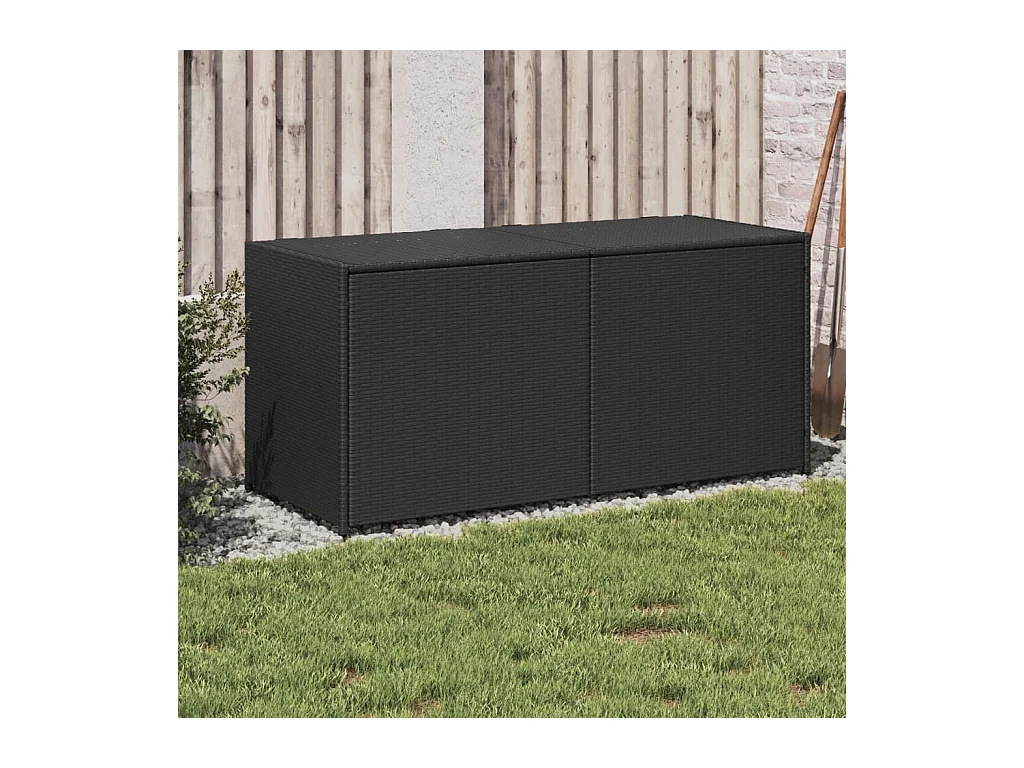 Boîte de rangement de jardin noir 283L résine tressée