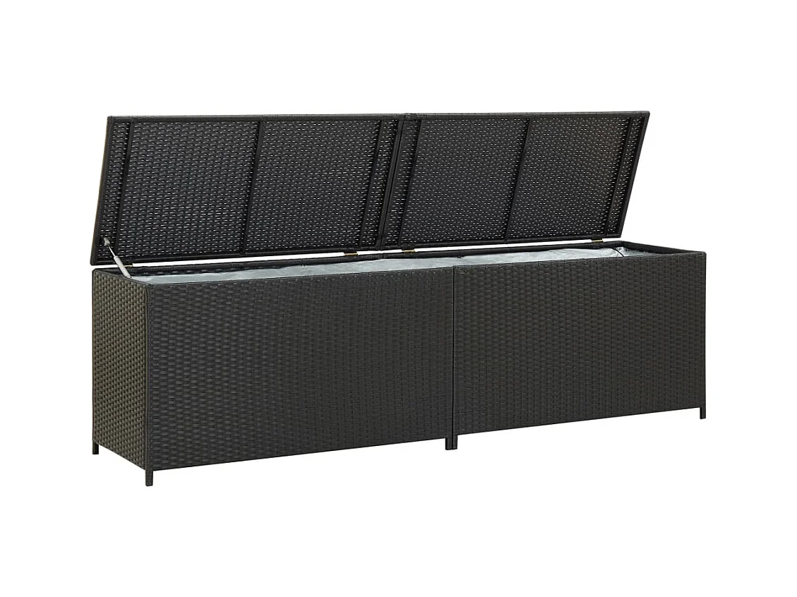 Boîte de rangement de jardin résine tressée 200x50x60 cm noir