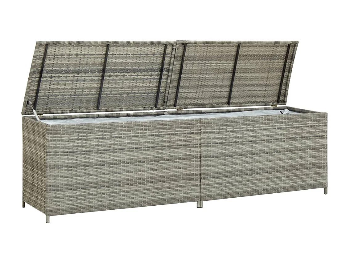 Boîte de rangement de jardin résine tressée 200x50x60 cm gris