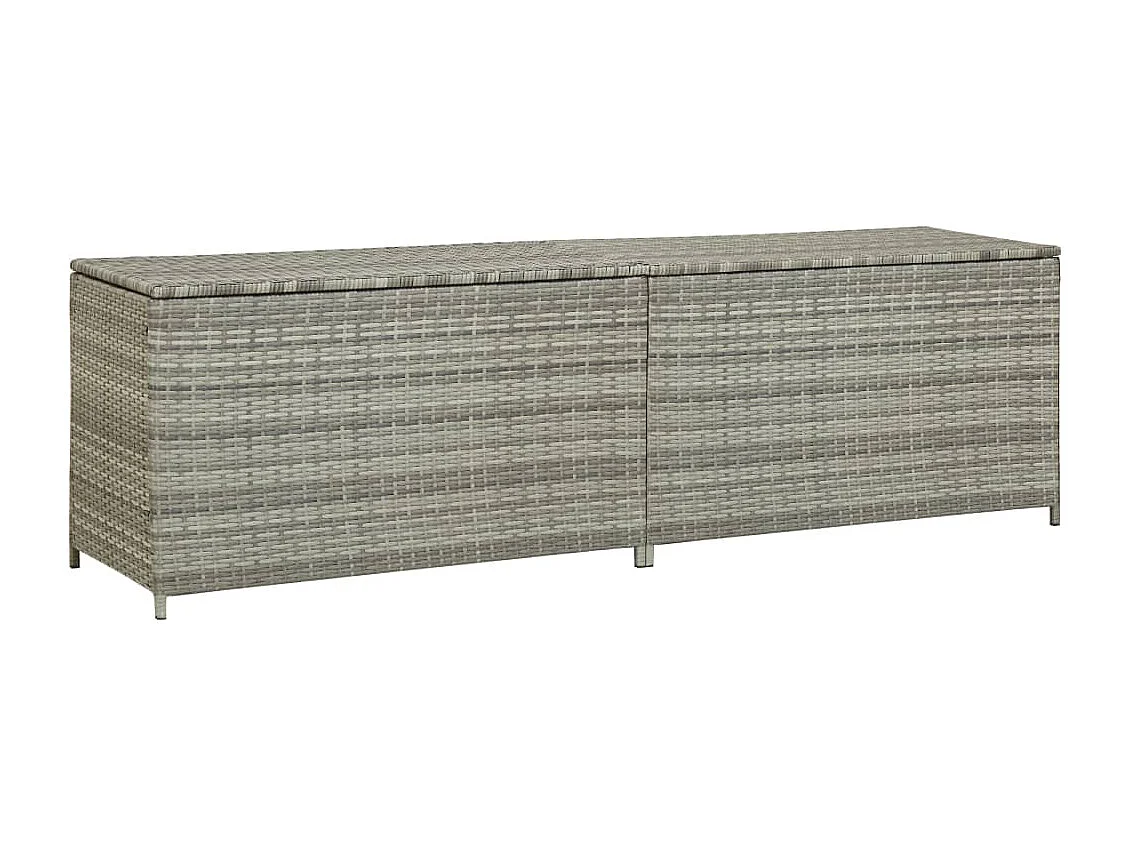 Boîte de rangement de jardin résine tressée 200x50x60 cm gris