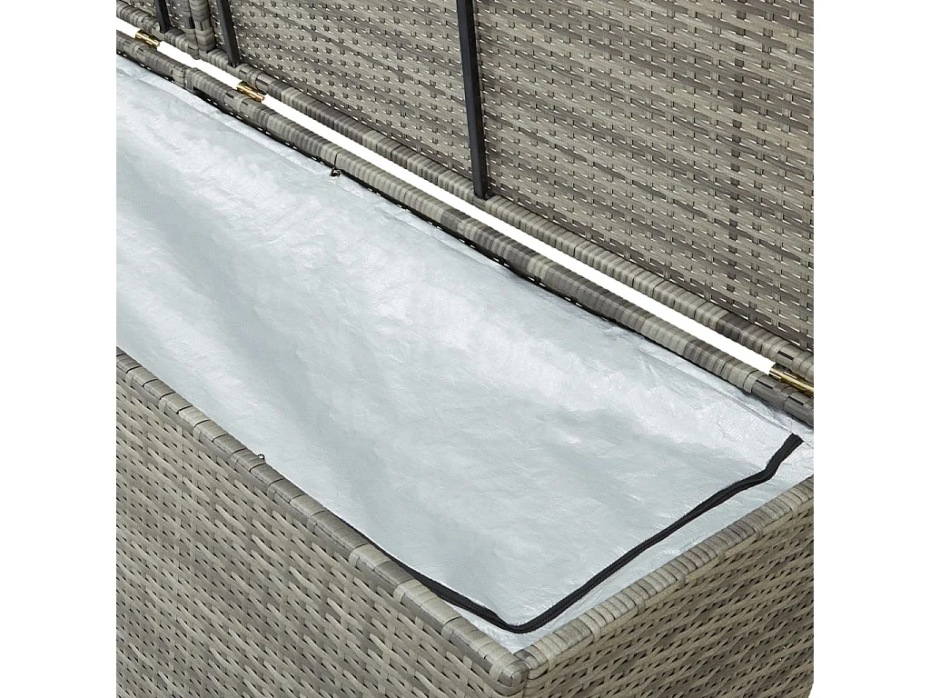 Boîte de rangement de jardin résine tressée 200x50x60 cm gris