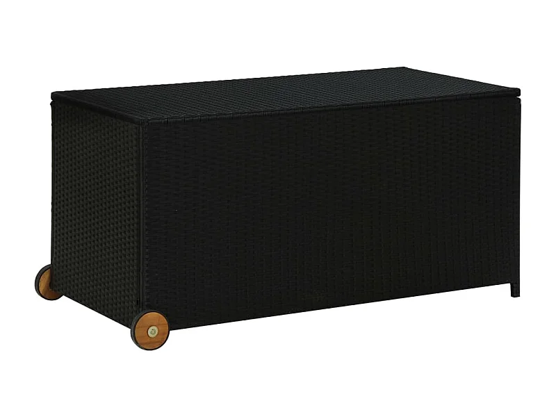 Caja de almacenamiento de jardín negra de resina tejida 120x65x61 cm