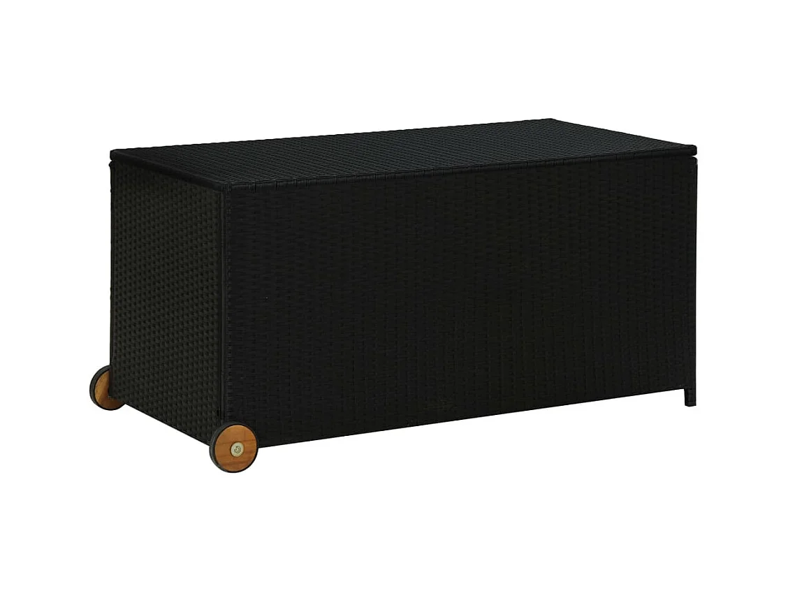 Boîte de rangement de jardin noir 120x65x61 cm résine tressée