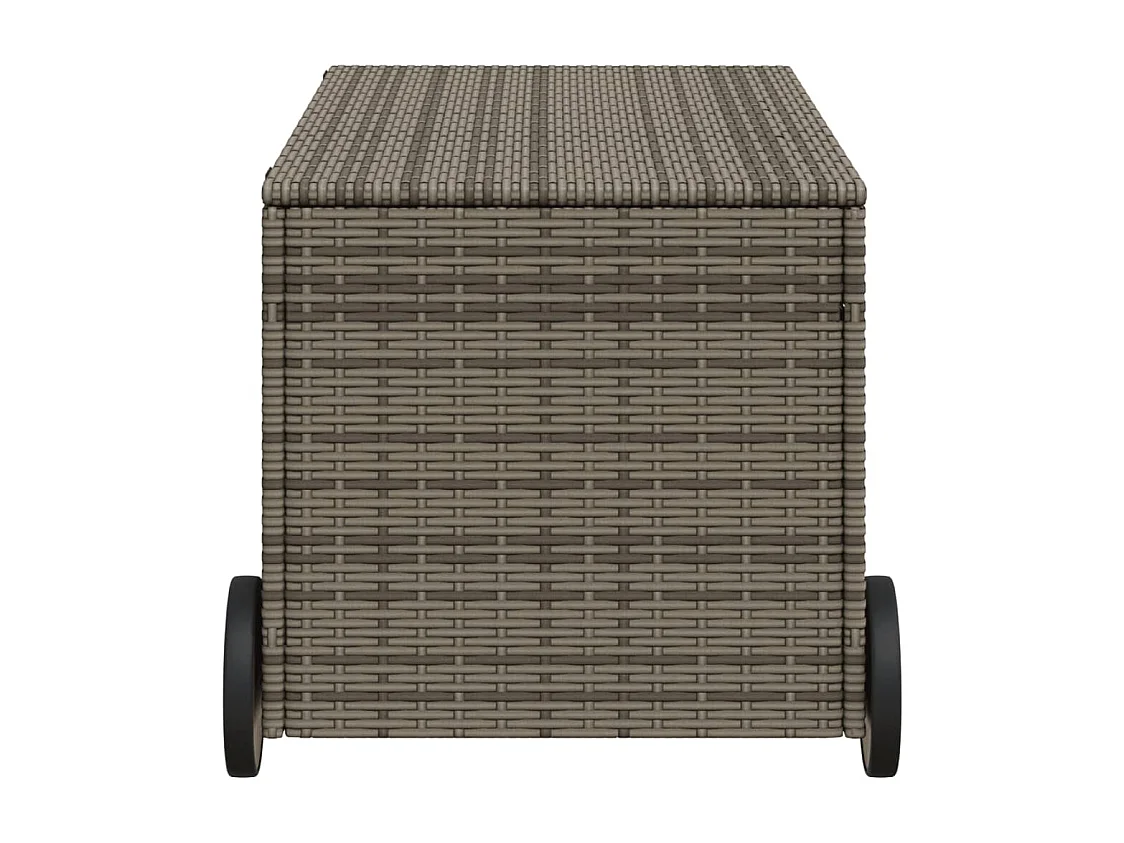 Boîte de rangement de jardin et roues gris 190L résine tressée