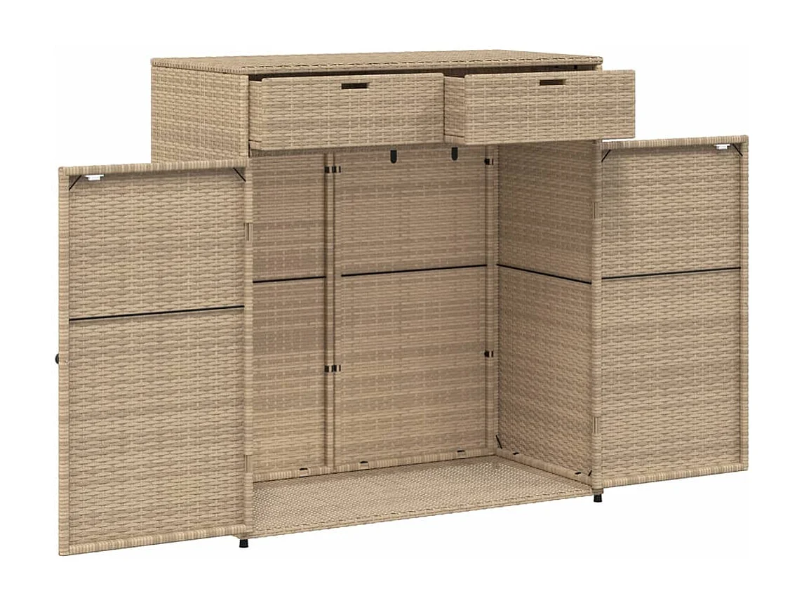 Armoire de rangement jardin beige 105x55x113 cm résine tressée