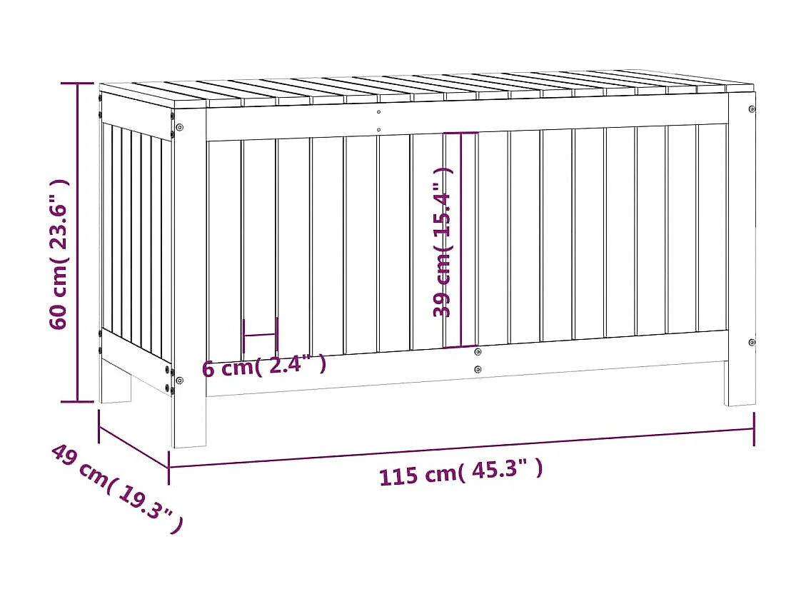 Baule da giardino Marrone miele 115x49x60 cm Legno di pino
