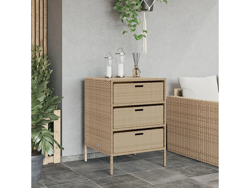 Mobile da giardino beige 55x59x80 cm in resina intrecciata