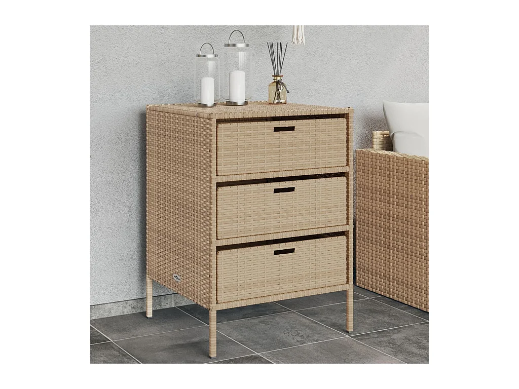 Armoire de rangement de jardin beige 55x59x80 cm résine tressée