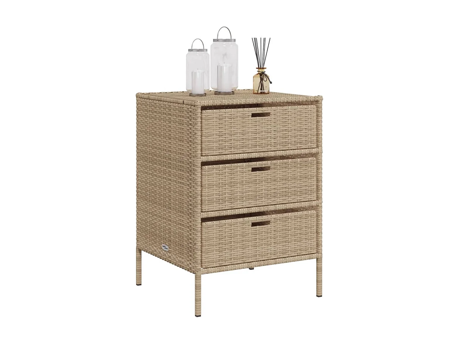 Armoire de rangement de jardin beige 55x59x80 cm résine tressée