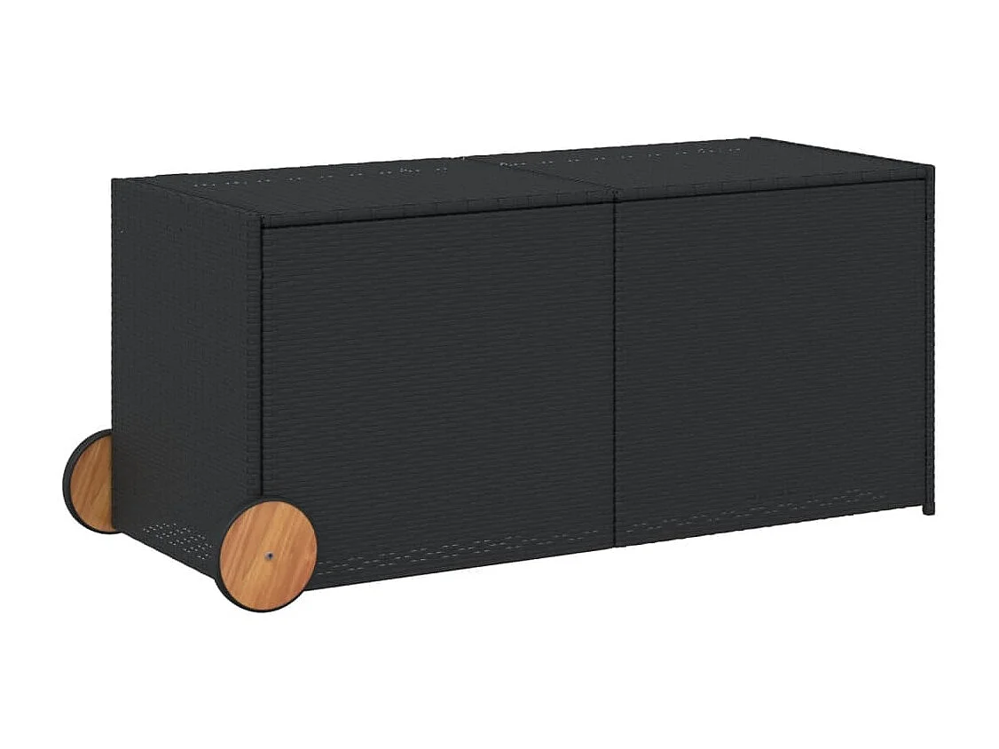 Boîte de rangement de jardin et roues noir 283L résine tressée