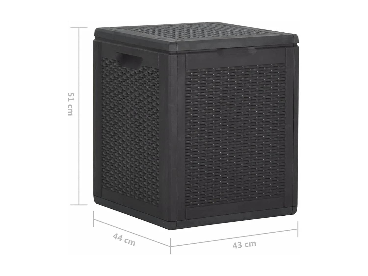 Boîte de rangement de jardin 90 L Noir PP Rotin