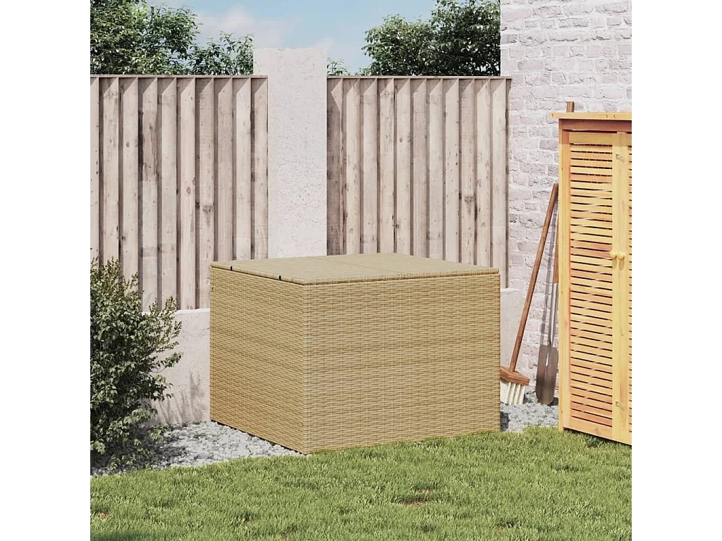 Caixa de arrumação para jardim mistura bege resina tecida 291L