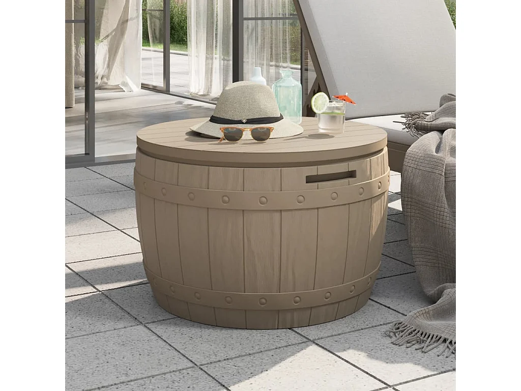 Boîte de rangement de jardin 3 en 1 marron clair polypropylène