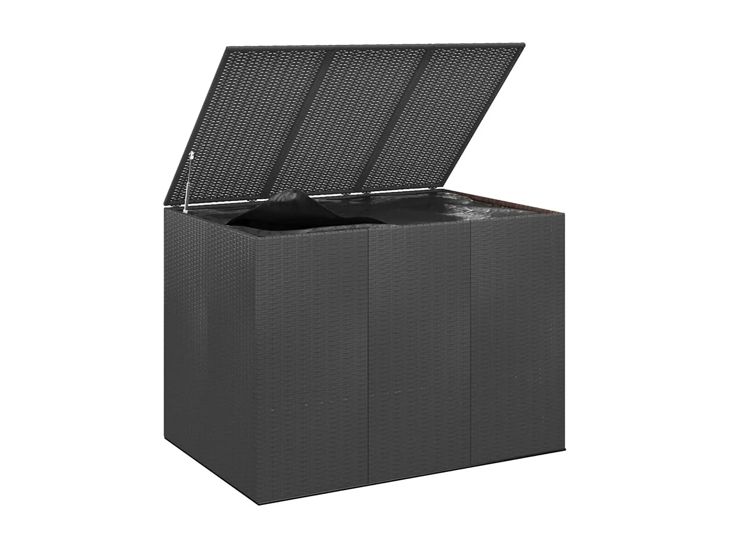 Boîte à coussins de jardin Résine tressée 145x100x103 cm Noir