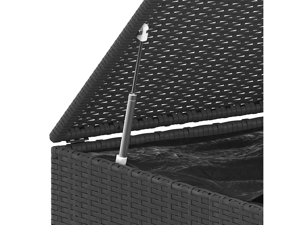 Boîte à coussins de jardin Résine tressée 145x100x103 cm Noir