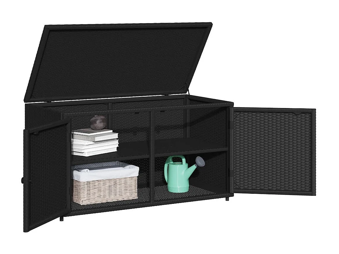 Mobile da giardino nero 110x55x60,5 cm in resina intrecciata