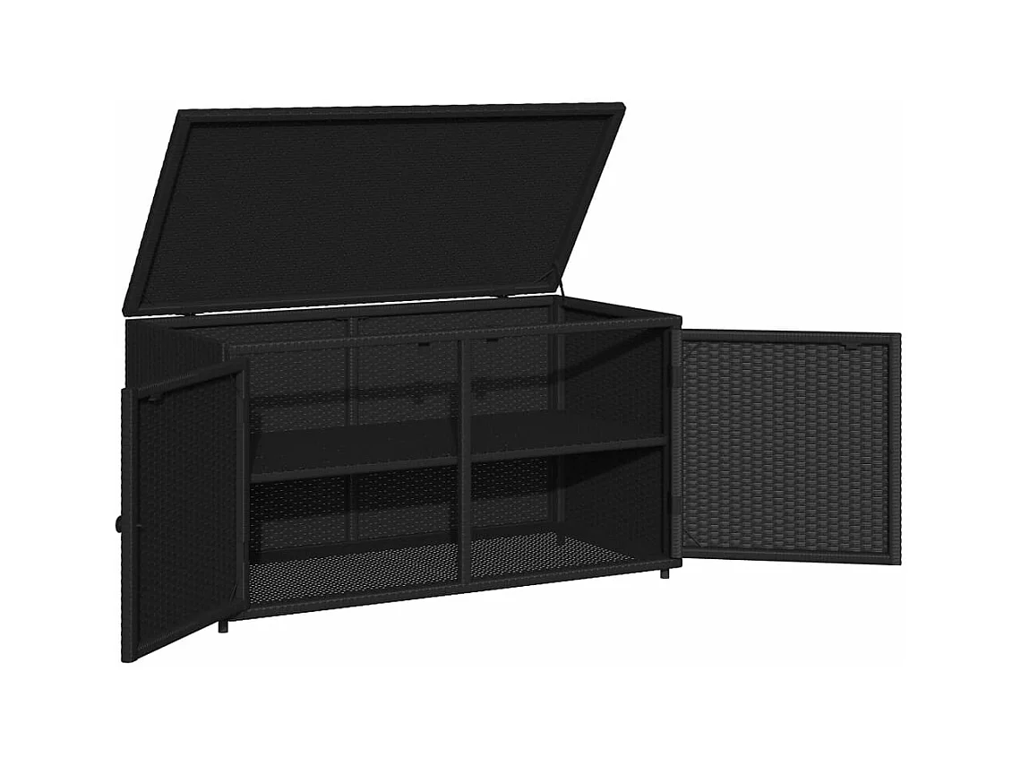 Mobile da giardino nero 110x55x60,5 cm in resina intrecciata