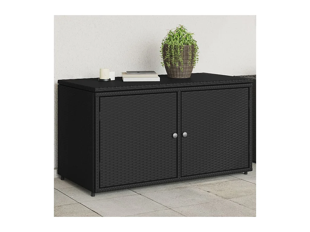 Armoire de rangement jardin noir 110x55x60,5 cm résine tressée