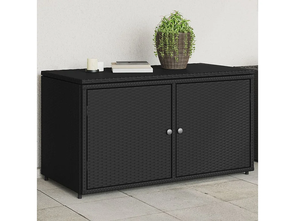 Armoire de rangement jardin noir 110x55x60,5 cm résine tressée