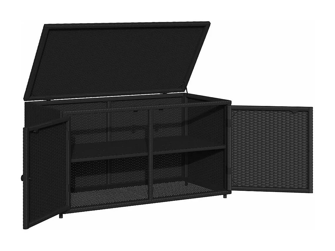 Armoire de rangement jardin noir 110x55x60,5 cm résine tressée