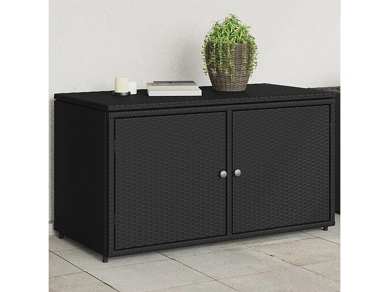 Armoire de rangement jardin noir 110x55x60,5 cm résine tressée