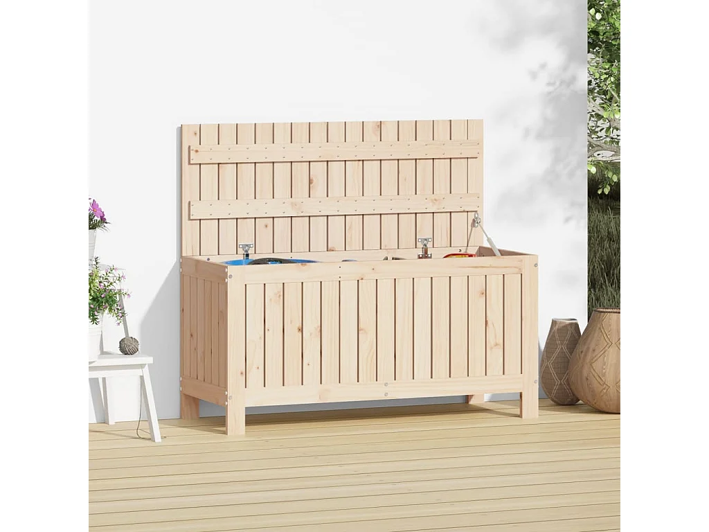 Caja de almacenaje para jardín 108x42,5x54 cm Madera maciza de pino