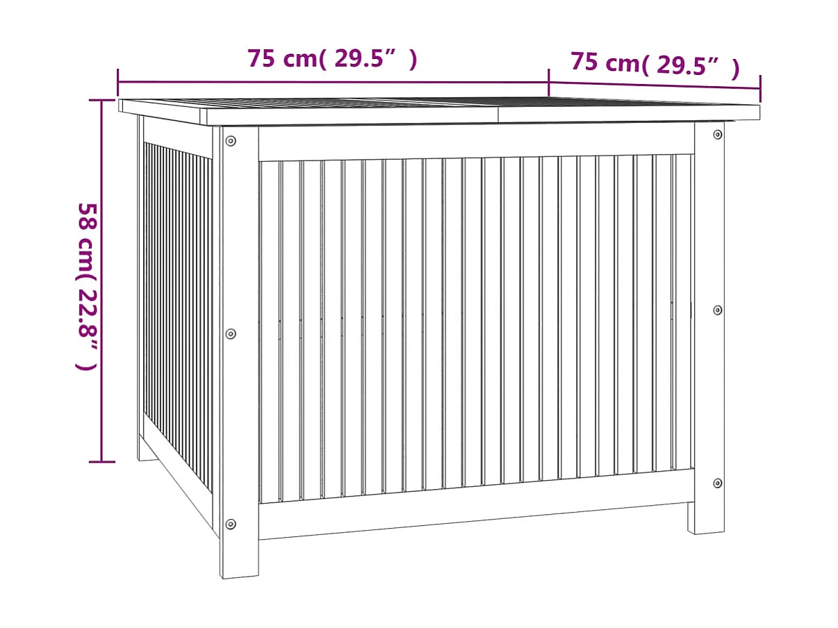 Caja de almacenaje para jardín 75x75x58 cm madera maciza de acacia