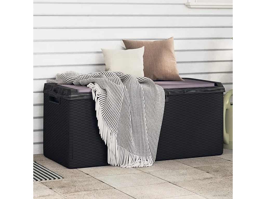 Boîte de rangement jardin coussin de siège anthracite 350 L PP
