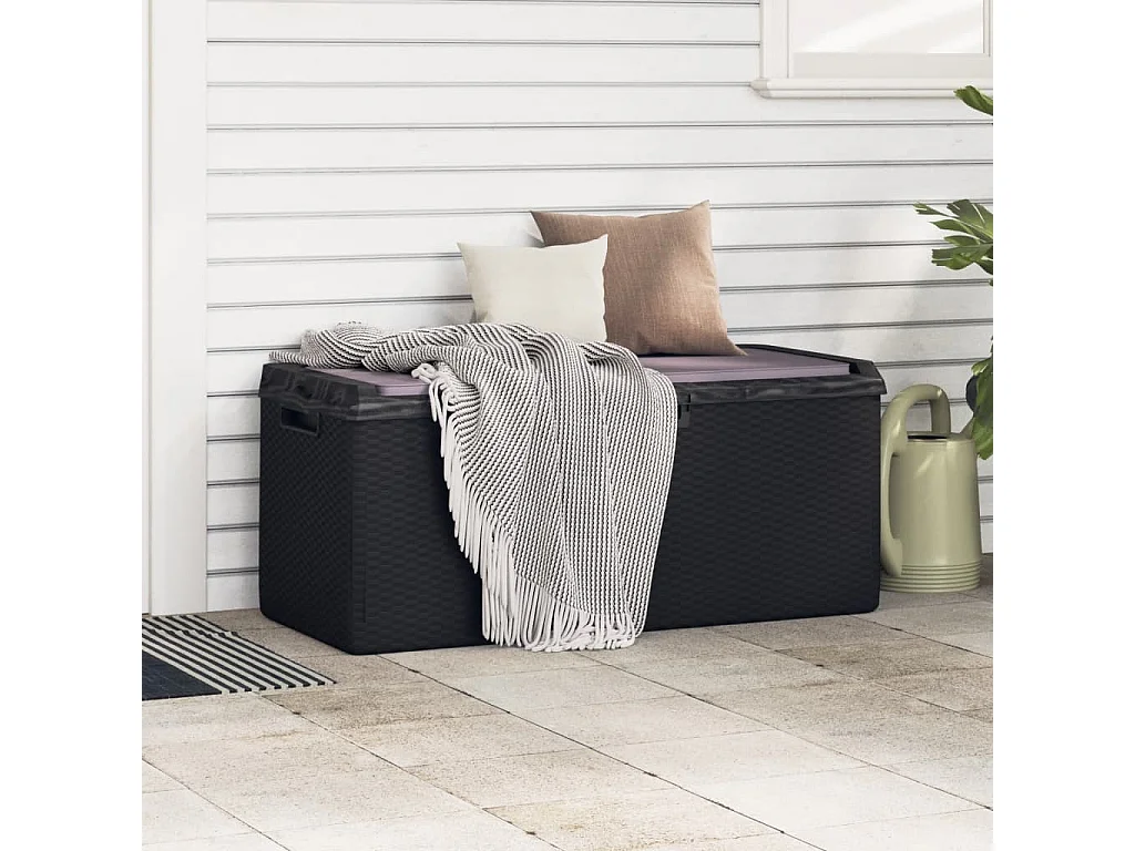 Boîte de rangement jardin coussin de siège anthracite 350 L PP