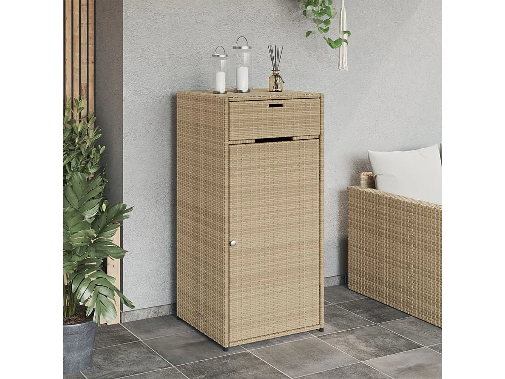 Armoire de rangement de jardin beige 55x55x111cm résine tressée