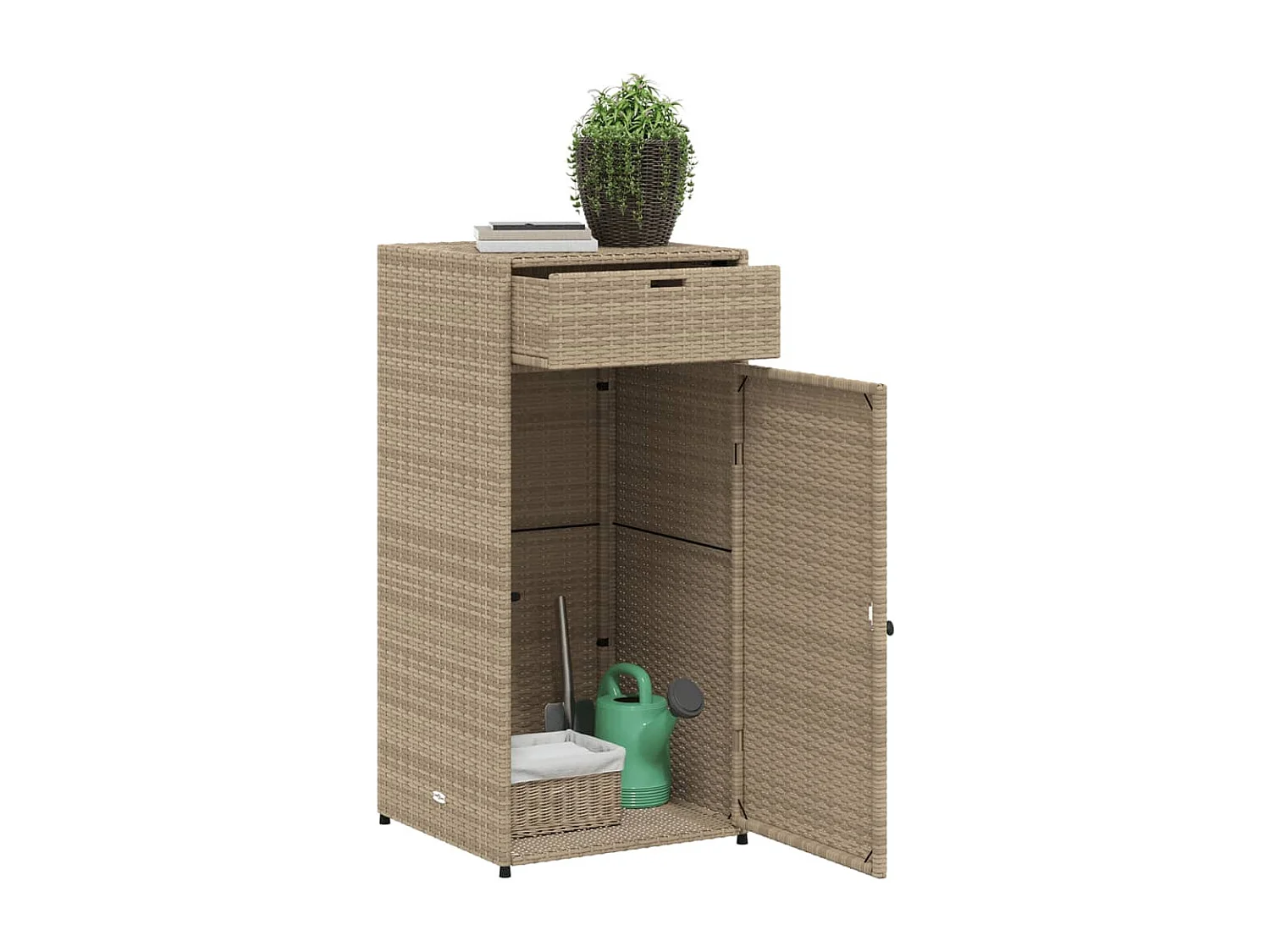 Armoire de rangement de jardin beige 55x55x111cm résine tressée