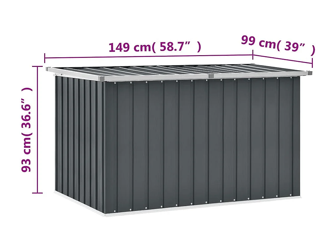 Caixa de armazenamento de jardim cinza 149x99x93 cm