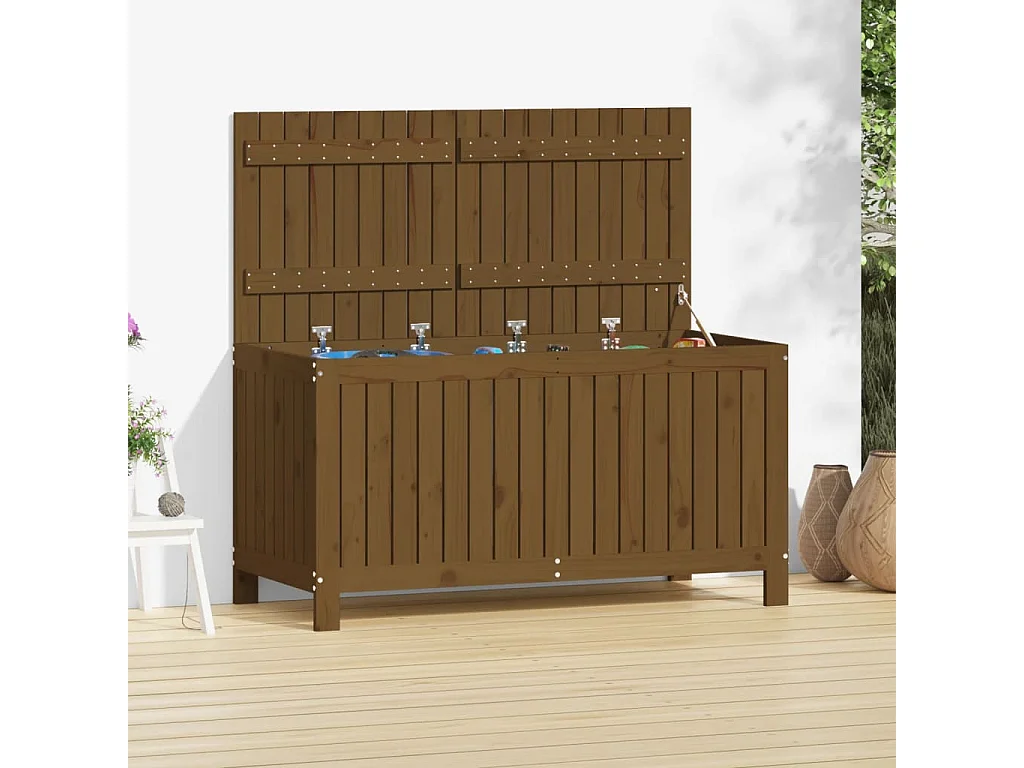 Baule da giardino Marrone miele 121x55x64 cm Legno di pino