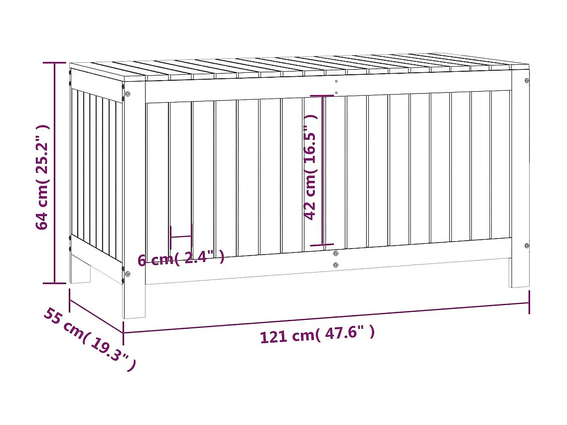 Boîte de rangement de jardin Marron miel 121x55x64 cm Bois pin