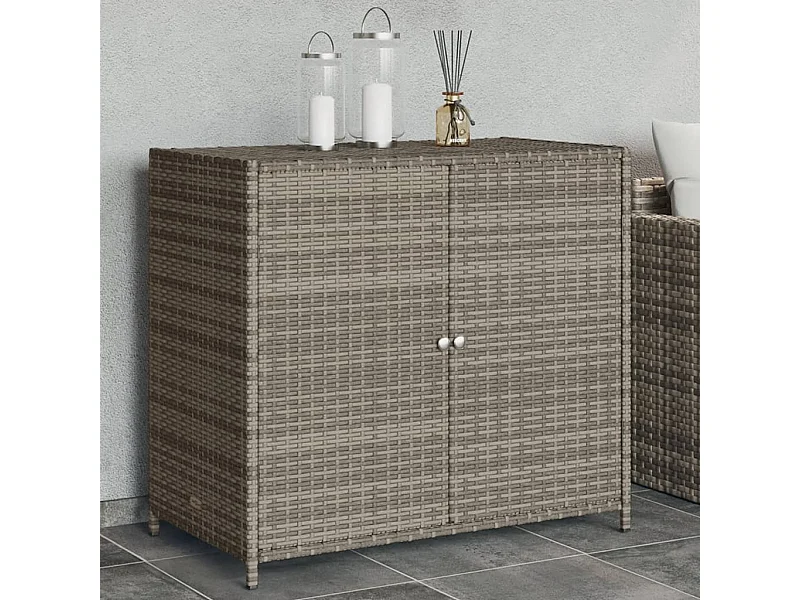 Mobile da giardino grigio 83x45x76 cm in resina intrecciata