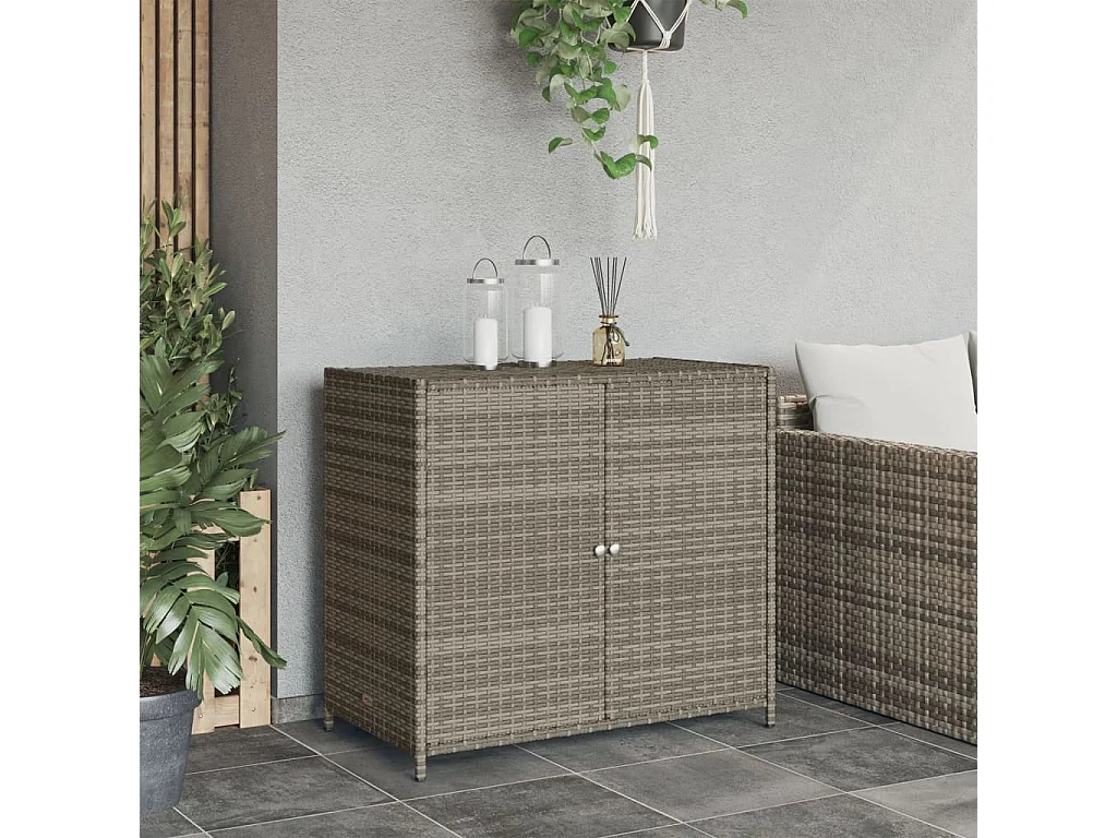Mobile da giardino grigio 83x45x76 cm in resina intrecciata