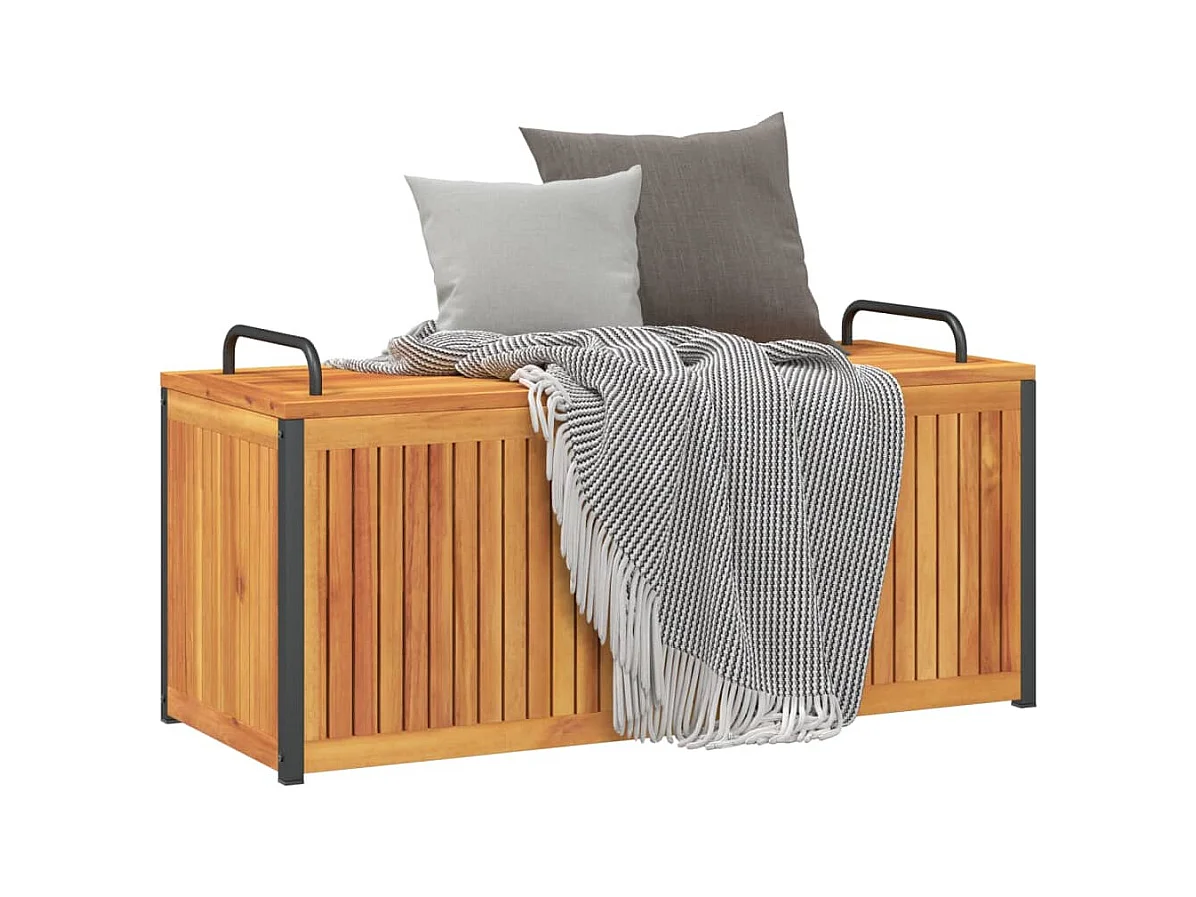 Boîte à coussins d'extérieur bois d'acacia solide et acier