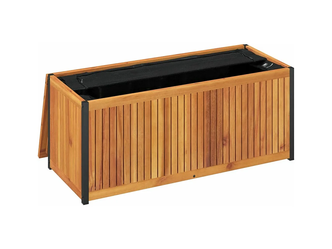 Boîte à coussins d'extérieur bois d'acacia solide et acier