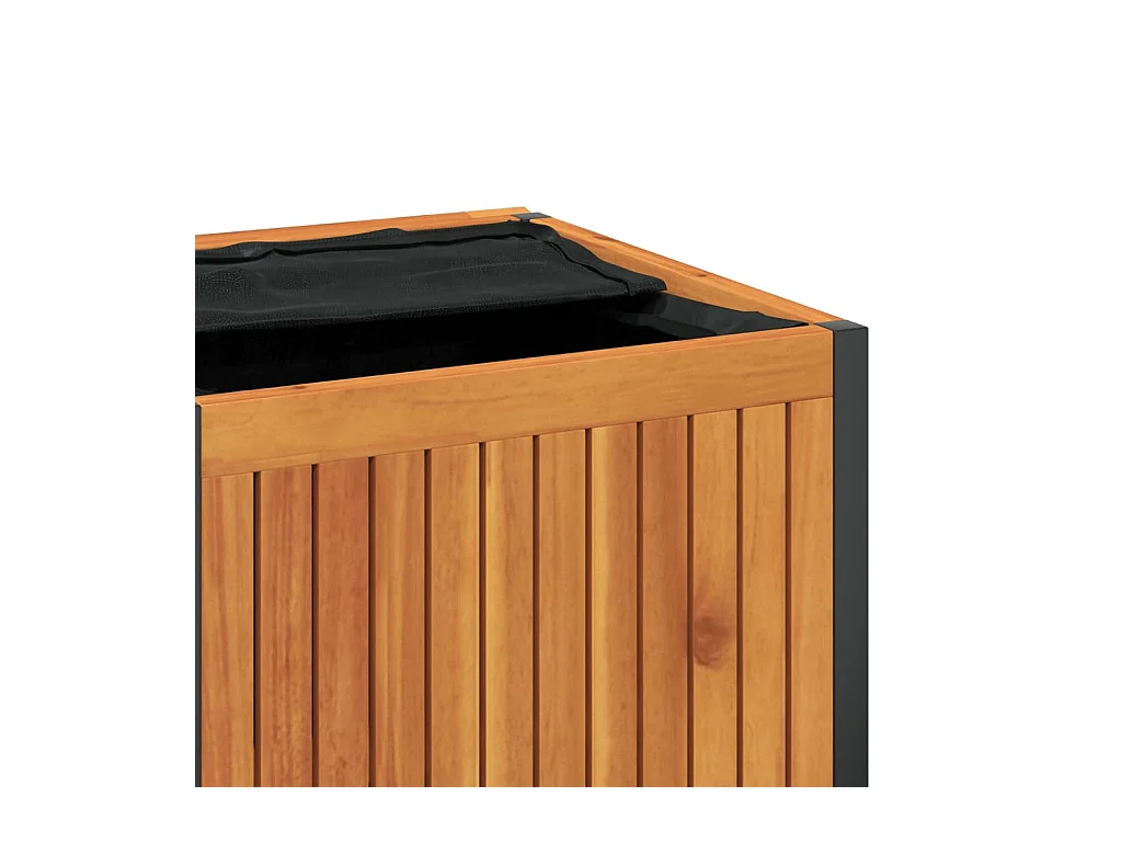 Boîte à coussins d'extérieur bois d'acacia solide et acier