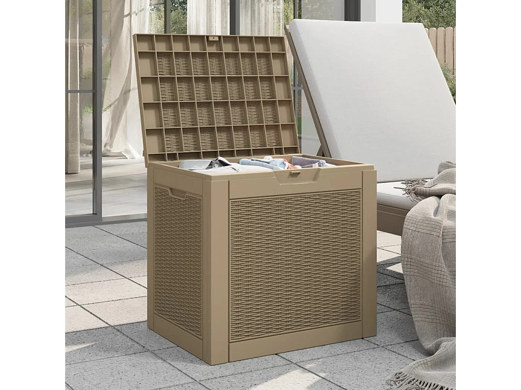 Caja de almacenamiento de jardín marrón claro 55,5x43x53 cm PP