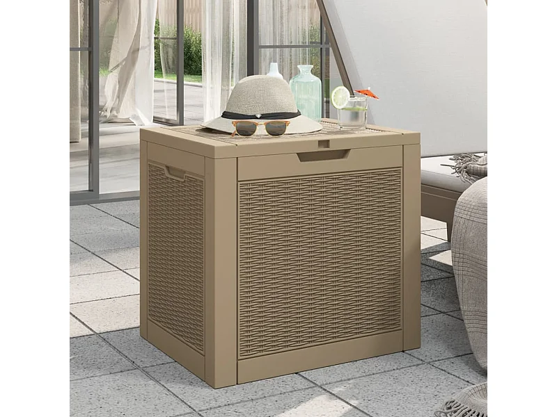 Caja de almacenamiento de jardín marrón claro 55,5x43x53 cm PP